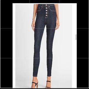 Super High Waisted Button Fly Skinny Jeans Size 2